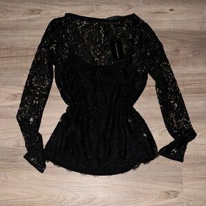 🖤 NWT RALPH LAUREN BLACK LABEL LACE TOP BLOUSE SIZE 2 🖤